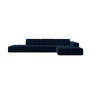 Divano angolare blu scuro (con penisola a destra/con chaise lounge) con rivestimento in velluto Chicago – Cosmopolitan Design