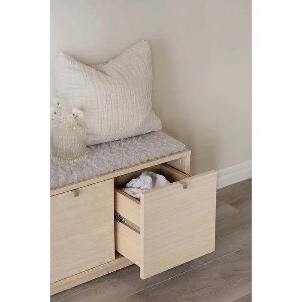 Scarpiera color naturale con panca grigia 70 cm Confetti - Rowico-image-3