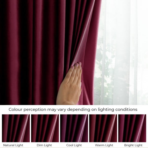 Tenda parzialmente oscurante burgundy in velluto 140x270 cm Eyelets – Restilo-image-4