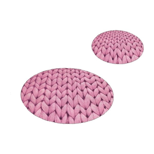 Tappetini da bagno rosa in set da 2 pezzi ø 60 cm - Mila Home