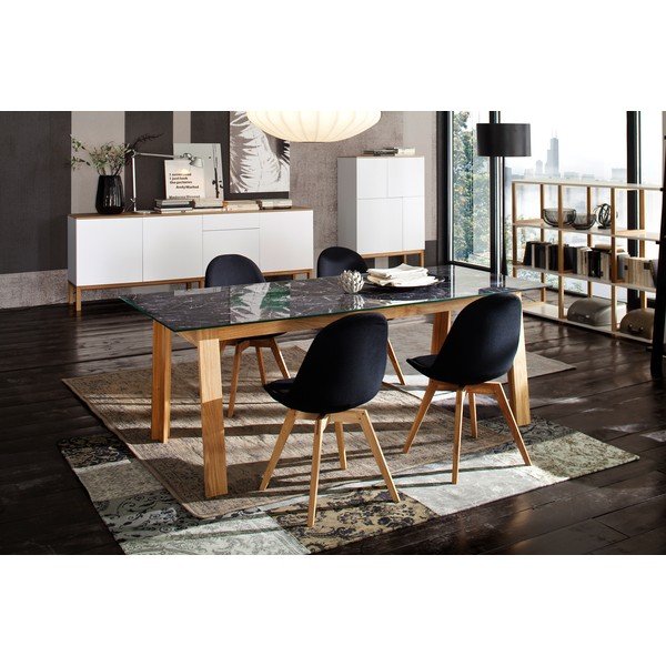 Cassettiera bianca a quattro ante con gambe in rovere , 92 x 138 cm Patch - Tenzo-image-4