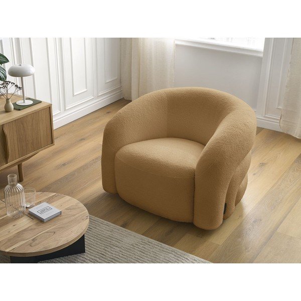 Poltrona color senape girevole con rivestimento in bouclé Elina – Bobochic Paris-image-1