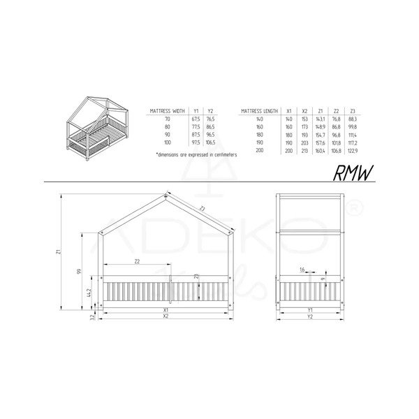 Letto da bambini a forma di casa/estraibile di colore naturale in pino massiccio con contenitore con rete inclusa 140x200 cm RMW – Adeko-image-4