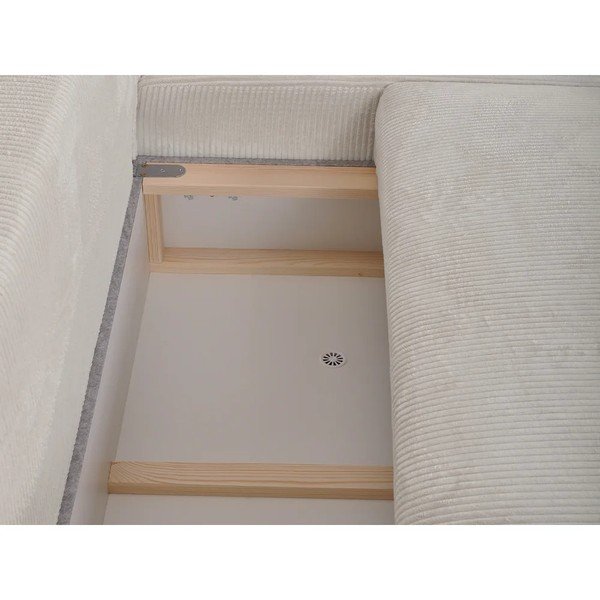 Divano angolare beige allungabile/con contenitore (con penisola a destra/con chaise lounge) con rivestimento in velluto a coste Campi – Bobochic Paris-image-3