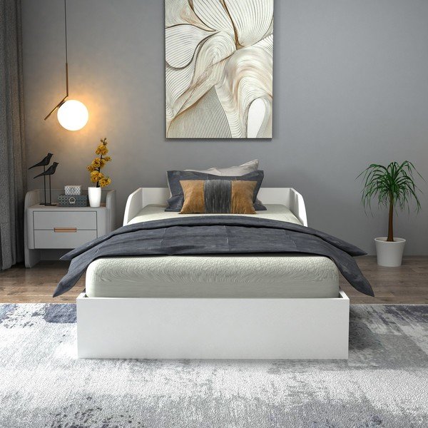 Letto singolo bianco 90x190 cm Oya - Kalune Design-image-3
