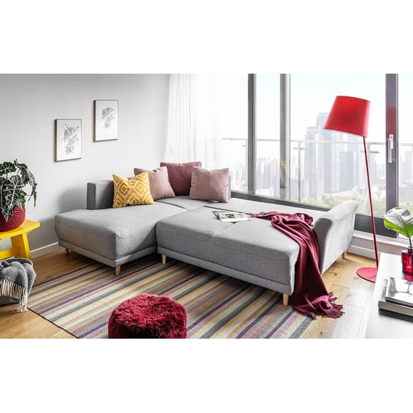Divano letto angolare grigio chiaro, angolo sinistro Lovely Annie - Miuform-image-3