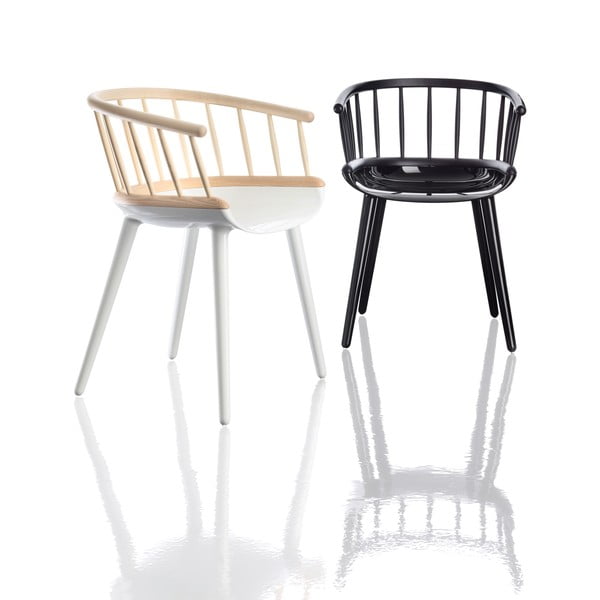 Sedia da pranzo marrone e bianca con schienale in frassino Cyborg - Magis-image-1