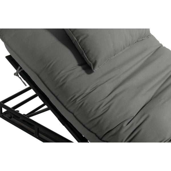 Sdraio da giardino grigio scuro in metallo/in imbottito Emma – Hartman-image-3