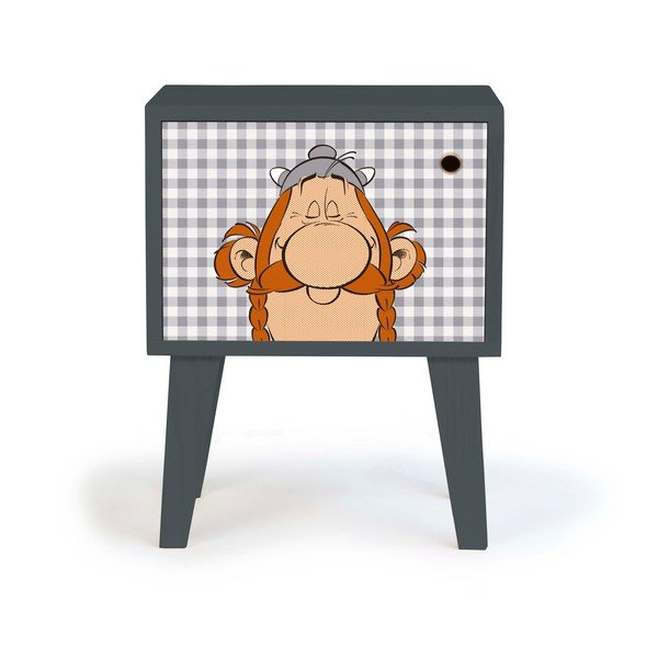 Comodino per bambini bianco e nero in legno di pino Asterix Vichy - Folkifreckles