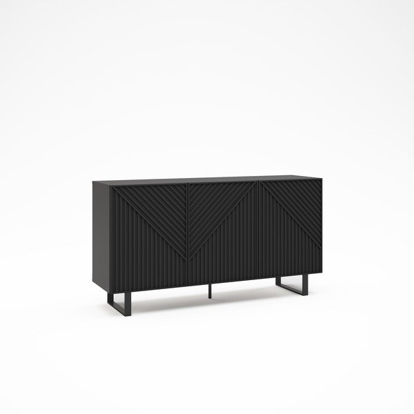Cassettiera nera 151x80x35 cm Peta - Marckeric-image-4