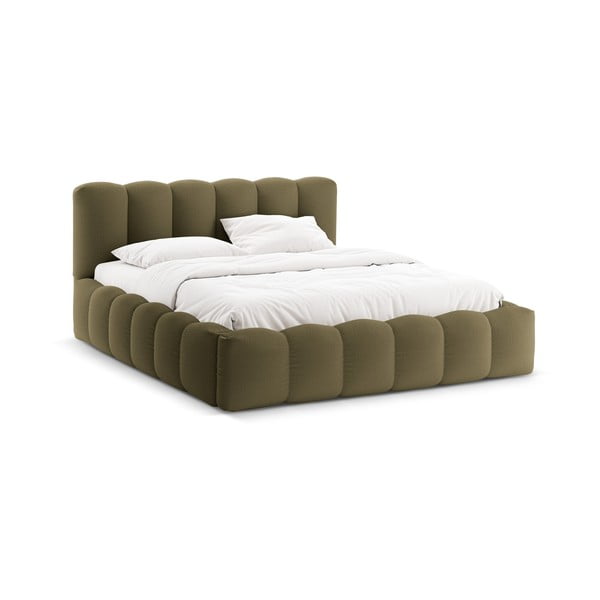 Letto matrimoniale imbottito verde con contenitore con rete inclusa 160x200 cm Lupine – Micadoni -image-4