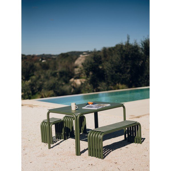 Panca da giardino verde in metallo Nokk – noo.ma-image-1