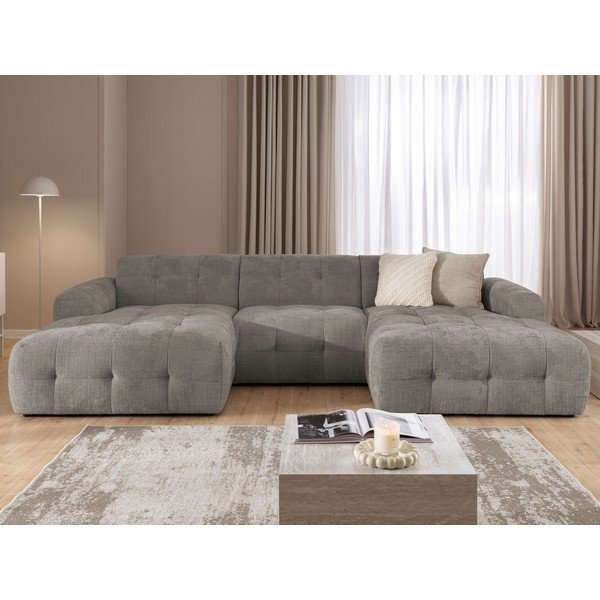 Divano angolare grigio (a U/con chaise lounge) Melva – Ropez-image-1