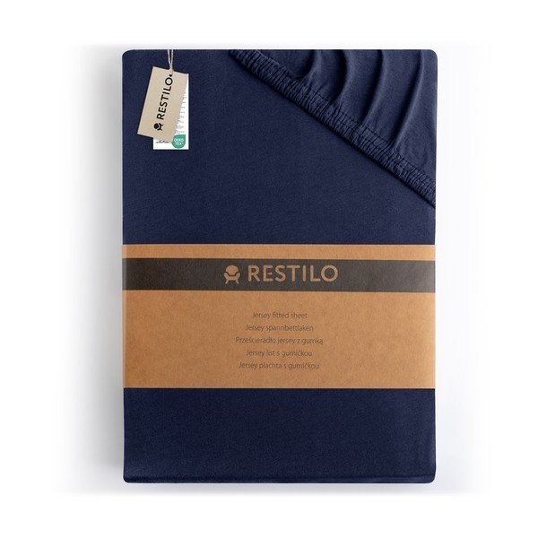 Lenzuolo con angoli blu scuro in jersey 200x200 cm Amber – Restilo-image-4