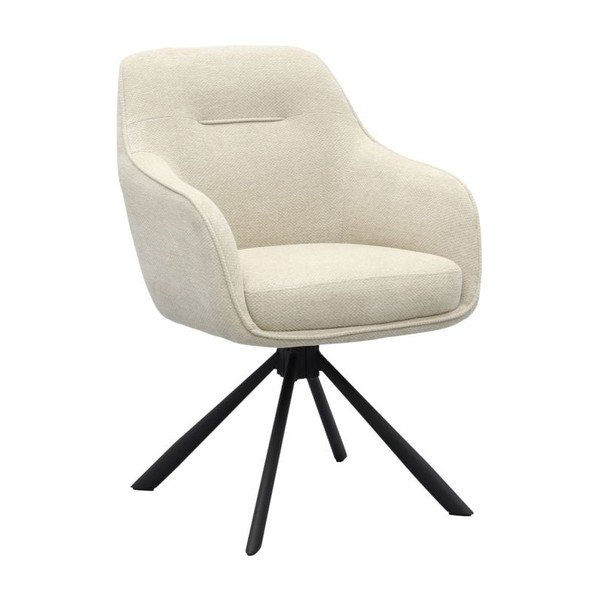 Sedia da pranzo color crema imbottito con braccioli Avola – Unique Furniture