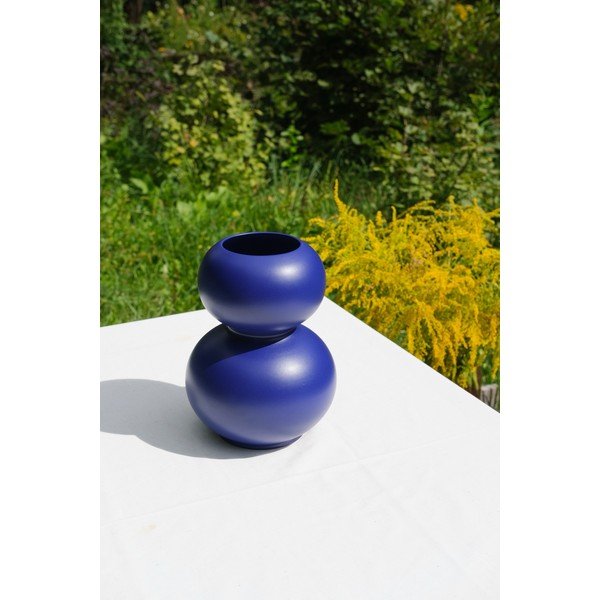 Vaso blu scuro in ceramica (altezza totale 36 cm) Tuga – noo.ma-image-1