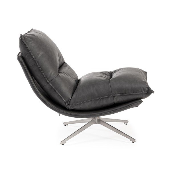 Poltrona grigio scuro con spazio contenitivo con rivestimento in finta pelle Alanez – Bizzotto-image-2