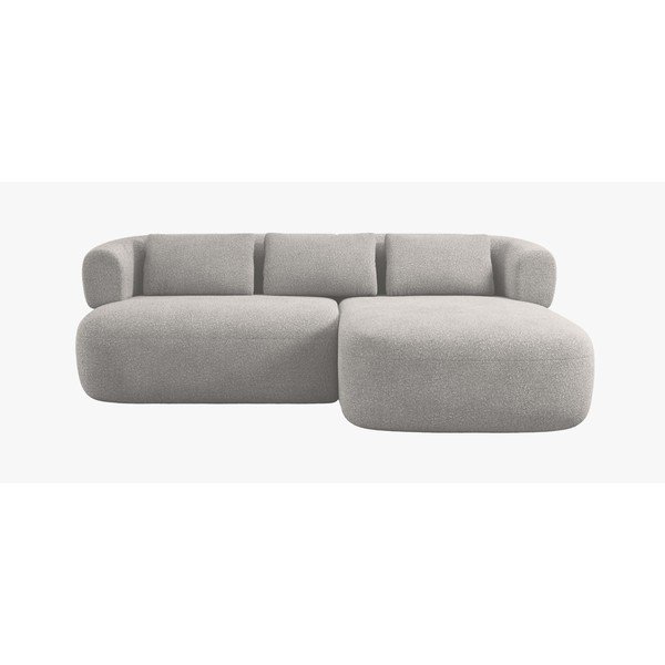 Divano angolare grigio chiaro (con penisola a destra/con chaise lounge) con rivestimento in bouclé Jenny – Micadoni -image-2