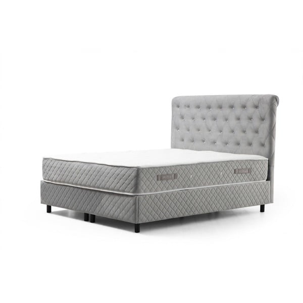 Letto boxspring alla francese grigio chiaro con contenitore 140x200 cm Sonata - Kalune Design