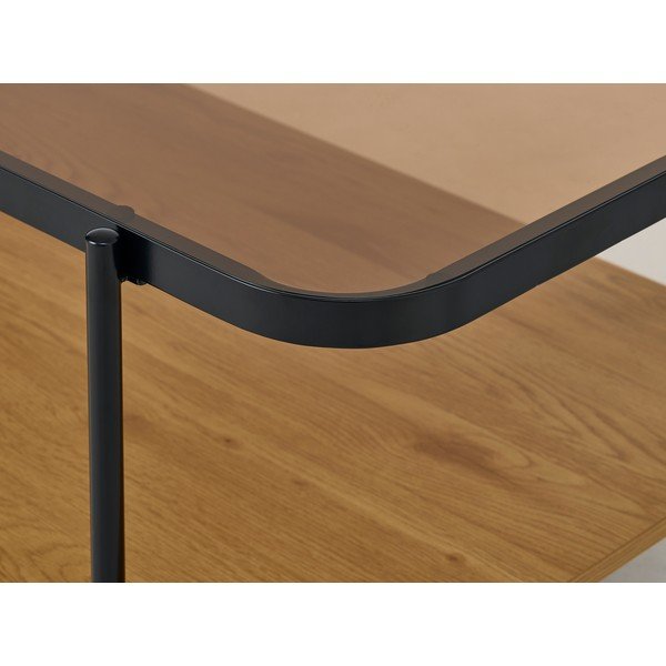 Tavolino da salotto di colore naturale con piano in vetro 60x120 cm Hassel – Unique Furniture-image-1