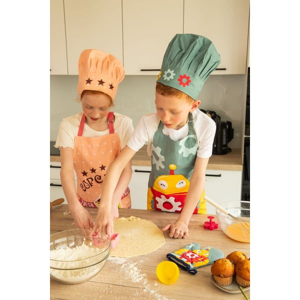 Set da cucina in cotone per bambini 4 pz Robot - Tiseco Home Studio-image-4