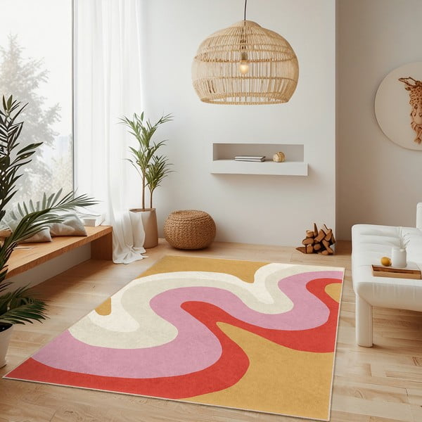Tappeto giallo e rosa lavabile 120x180 cm Raspberry Creamsicle – Mila Home-image-2