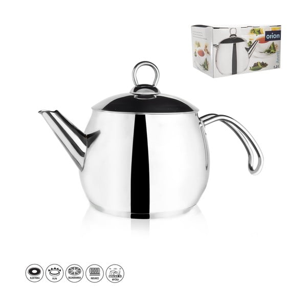 Teiera in acciaio inox argento 1 l Anett - Orion-image-2