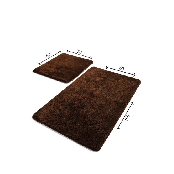 Set di tappetini per il bagno marrone scuro 2 pz 60x100 cm Havai – Foutastic-image-3