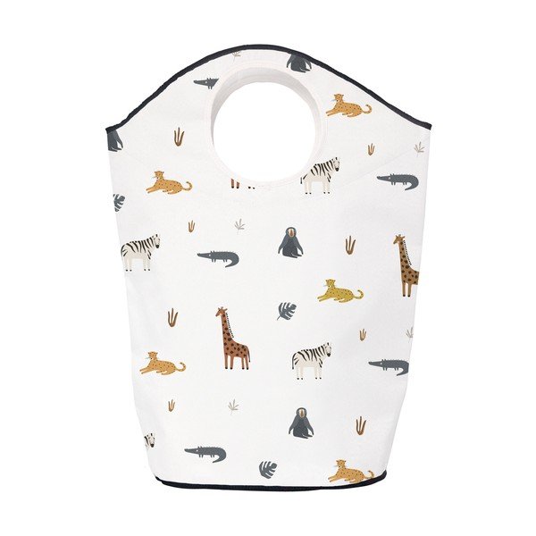 Cestino per bambini in tessuto bianco 57x26x70 cm Safari Animals - Butter Kings