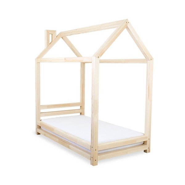 Letto per bambini in legno di abete laccato Happy, 120 x 200 cm - Benlemi