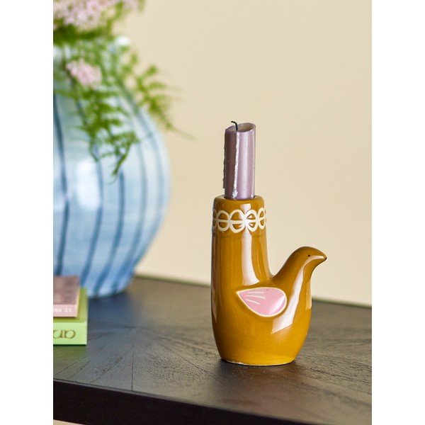 Portacandele in gres Trudy - Bloomingville-image-1