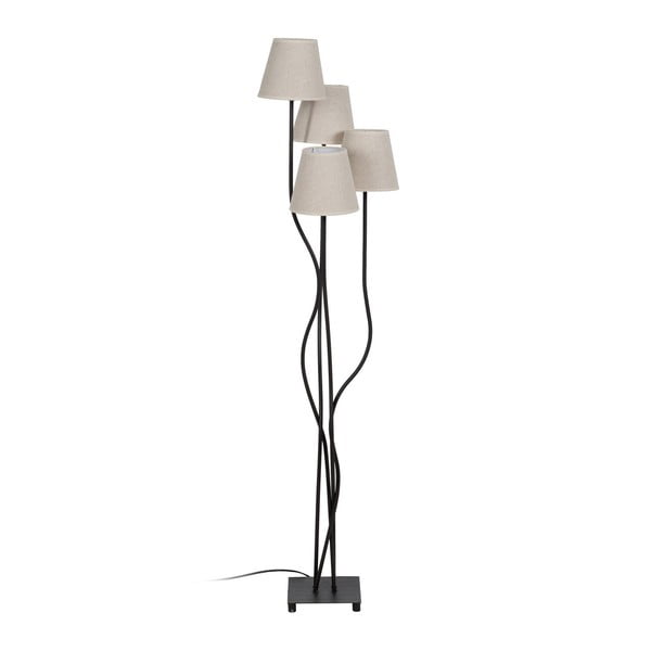 Lampada da terra nera e crema con paralume in tessuto (altezza 138 cm) - Ixia