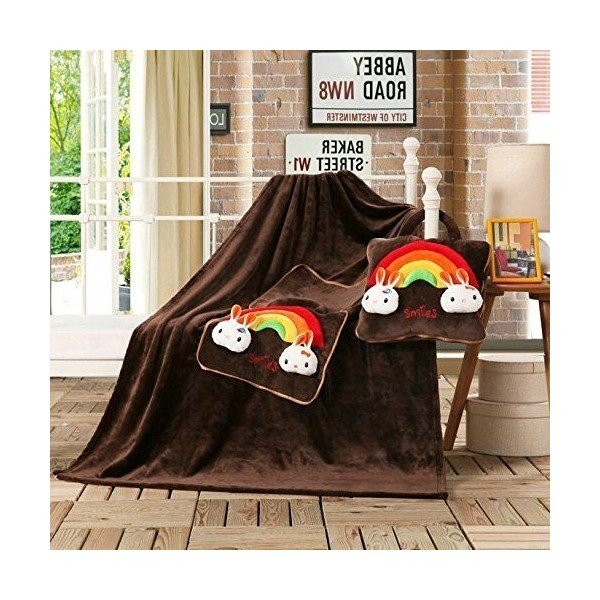 Coperta in microfibra marrone scuro Cuties Smiles, 110 x 160 cm - DecoKing