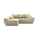 Divano letto angolare beige con rivestimento in velluto, angolo sinistro Nuage - Windsor & Co Sofas
