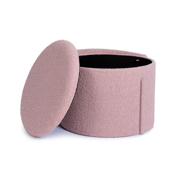 Poggiapiedi rosa polveroso con rivestimento in bouclé Anthea – Yes Everyday-image-2