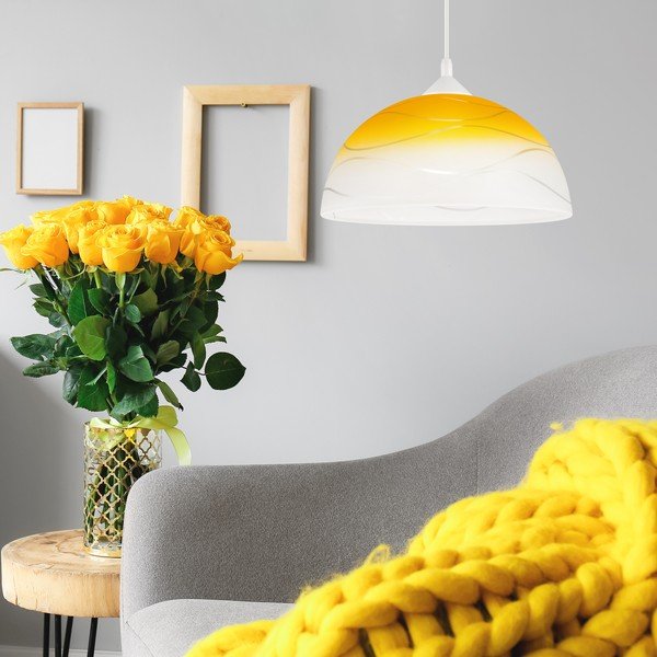 Lampadario giallo con paralume in vetro ø 30 cm Sfera – LAMKUR-image-2