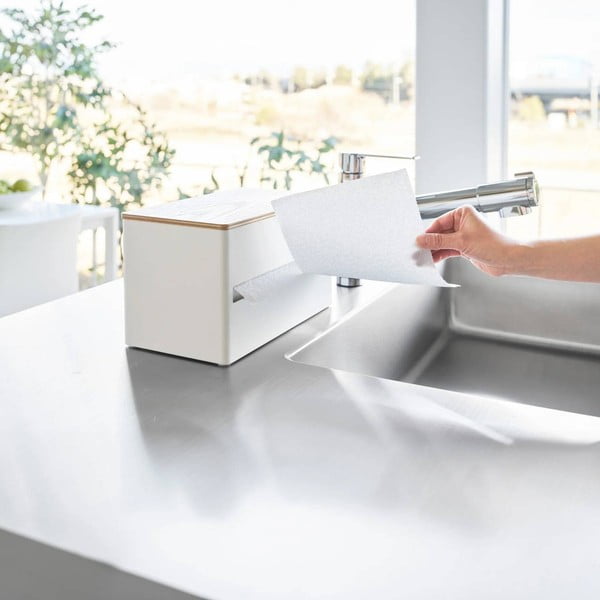 Portarotolo da cucina verticale bianco in metallo Rin – YAMAZAKI-image-4