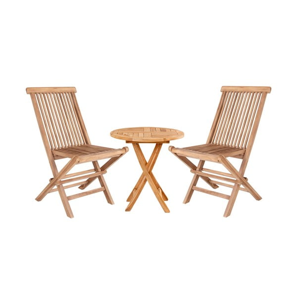 Set da pranzo da giardino in teak per 2 persone con sedia Toledo e tavolo Oviedo, ⌀ 70 cm - Bonami Essentials