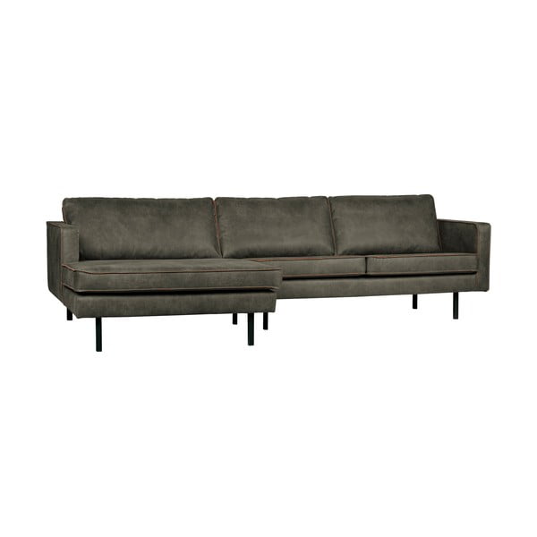 Divano angolare grigio (con penisola a sinistra/con chaise lounge) con rivestimento in finta pelle Rodeo – WOOOD-image-1