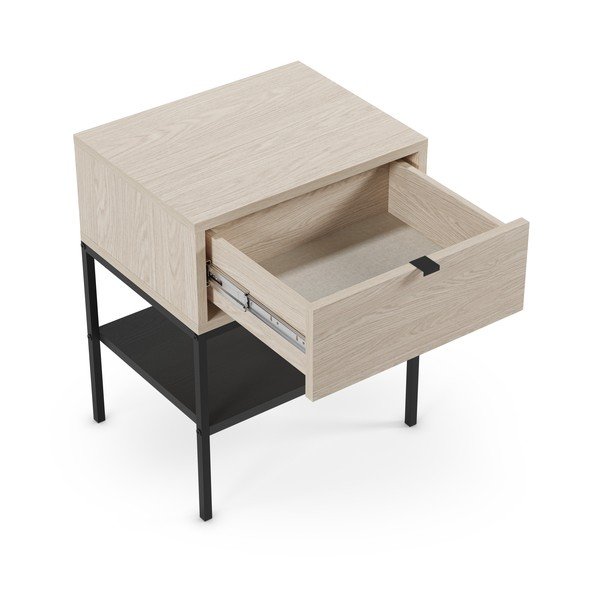 Comodino colore naturale chiaro opaco con ripiani Sali – Marckeric-image-1