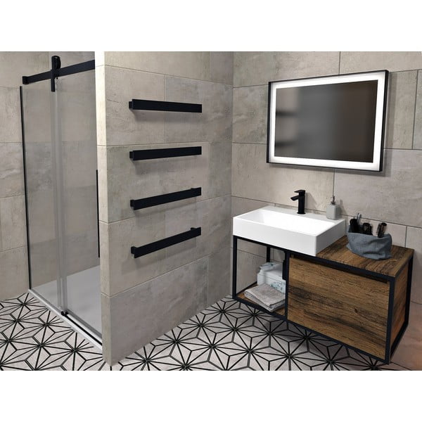 Portasciugamani in alluminio nero, larghezza 60 cm Patron - Sapho-image-1