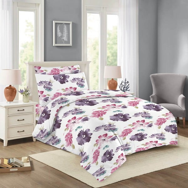 Biancheria da letto in cotone rosa e viola per letto singolo 140x200 cm Nela - Cotton House