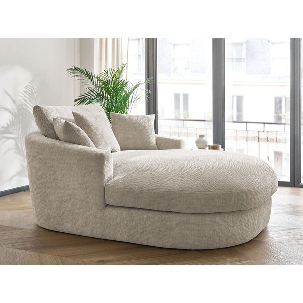 Poltrona beige con rivestimento in ciniglia Belem – Bobochic Paris-image-1