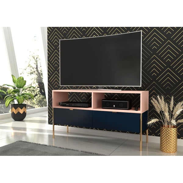 Cassettiera TV in rosa e blu navy Polka - Skandica-image-4
