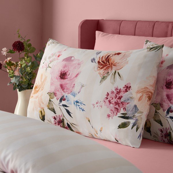 Set copripiumino e federa color crema per letto singolo 135x200 cm Floral Stripe – Catherine Lansfield-image-4