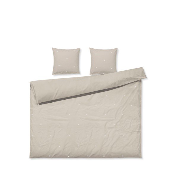Set copripiumino e federa beige in percalle di cotone per letto matrimoniale o esteso 200x220 cm Daisy – JUNA