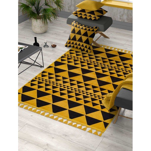 Tappeto lavabile giallo 200x100 cm - Vitaus-image-1