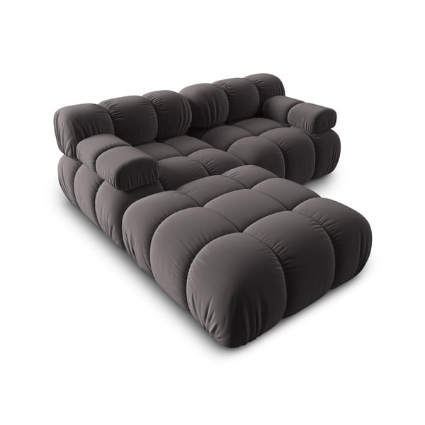 Divano angolare in velluto grigio scuro Bellis - Micadoni Home-image-4