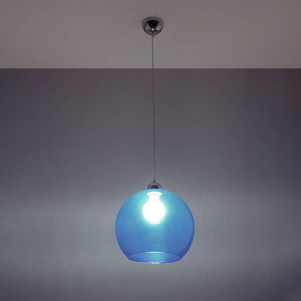 Lampada a sospensione blu con paralume in vetro ø 30 cm Bilbao - Sollux-image-2