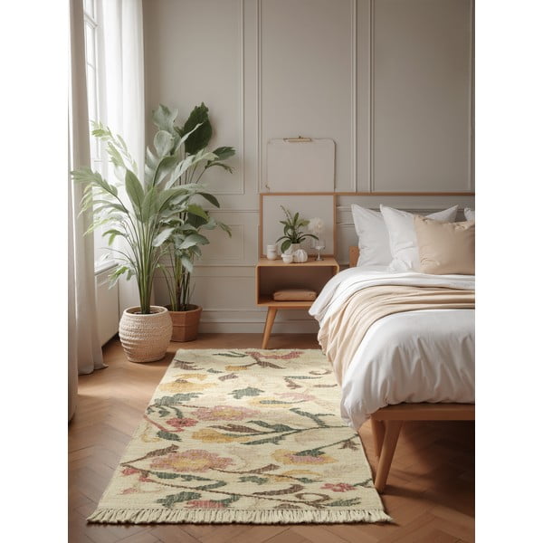 Passatoia color crema in iuta tessuta a mano 80x200 cm Roya Violette – Elle Decoration-image-1